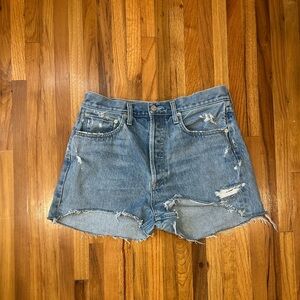 Agolde Blue Distressed Jean Shorts